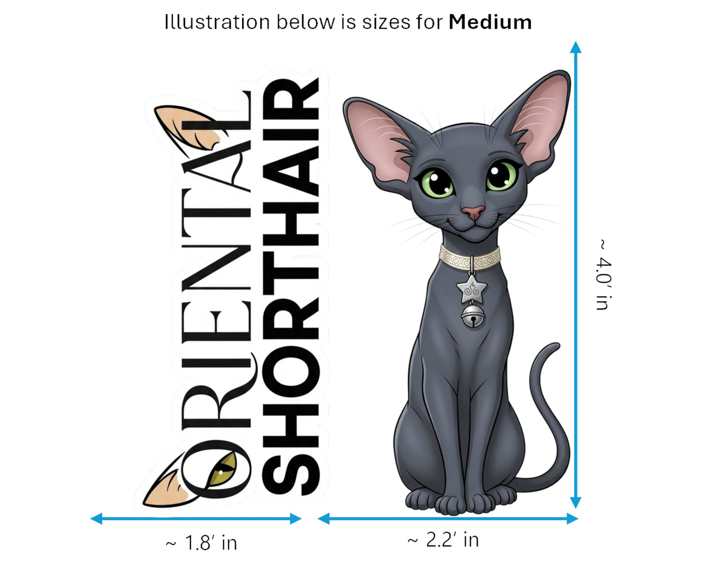 Oriental Shorthair Sticker and Magnet - Ornamental Ori Purrkins™ – Domestic Cat Breed | Waterproof & UV-Proof