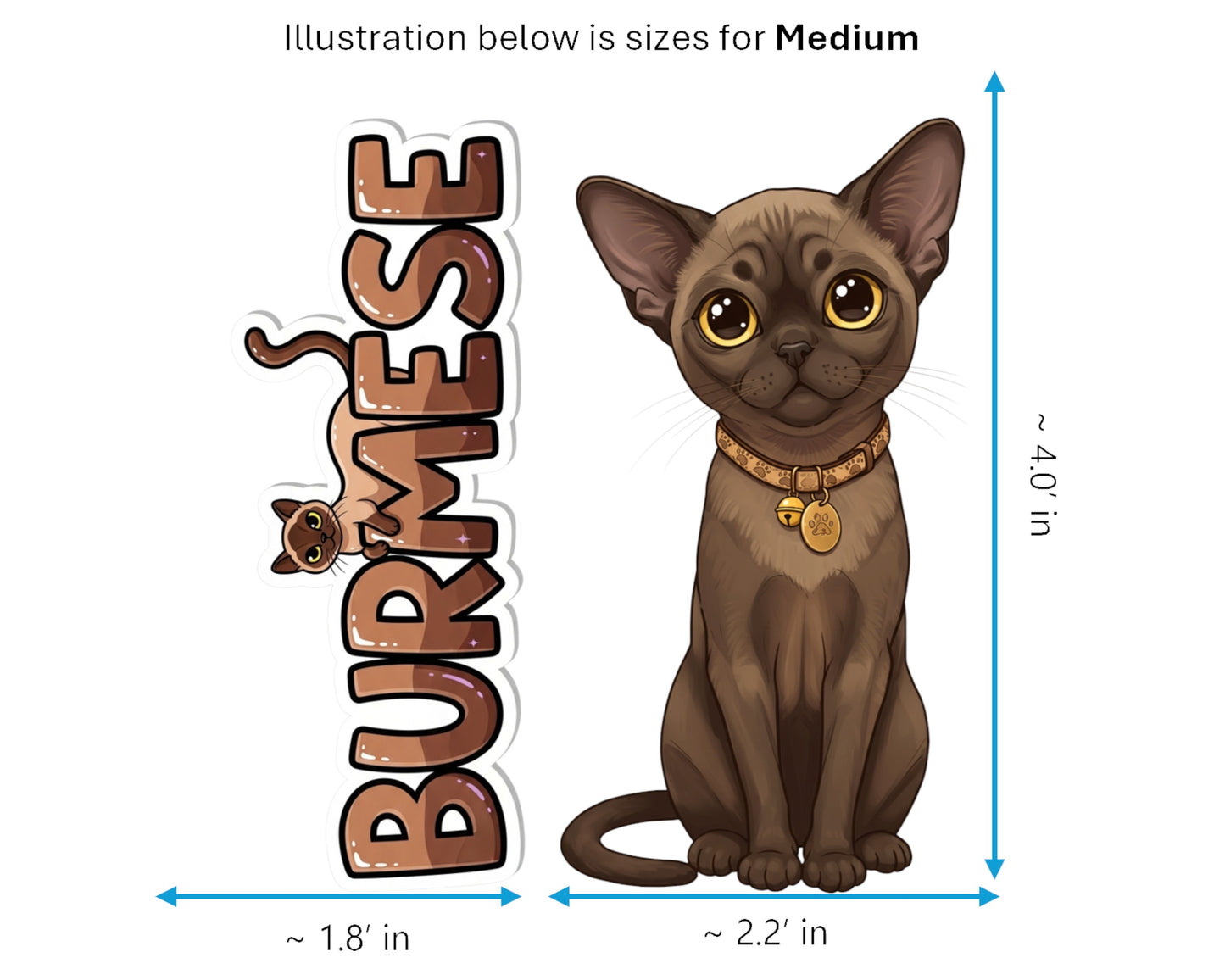 Burmese Sticker and Magnet - Brick Wrapped in Silk Purrkins™ – Domestic Cat Breed | Waterproof & UV-Proof