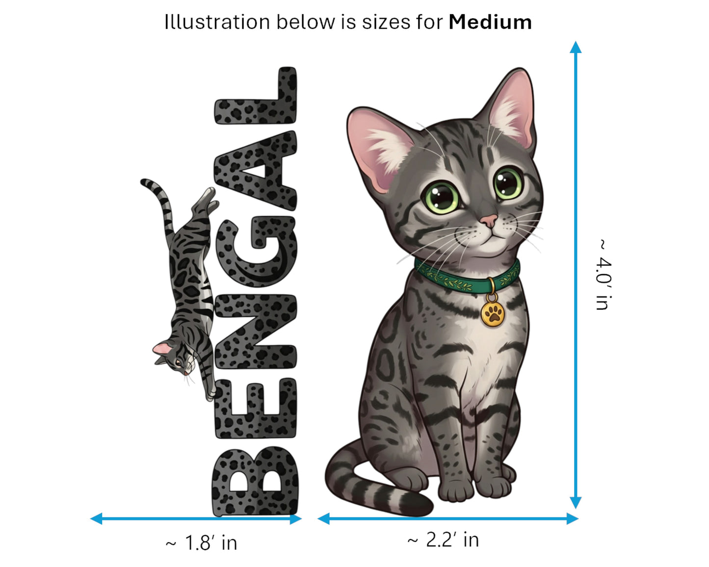 Bengal Sticker – the Little Leopard Purrkins™ – Domestic Cat Breed | Waterproof & UV-Proof