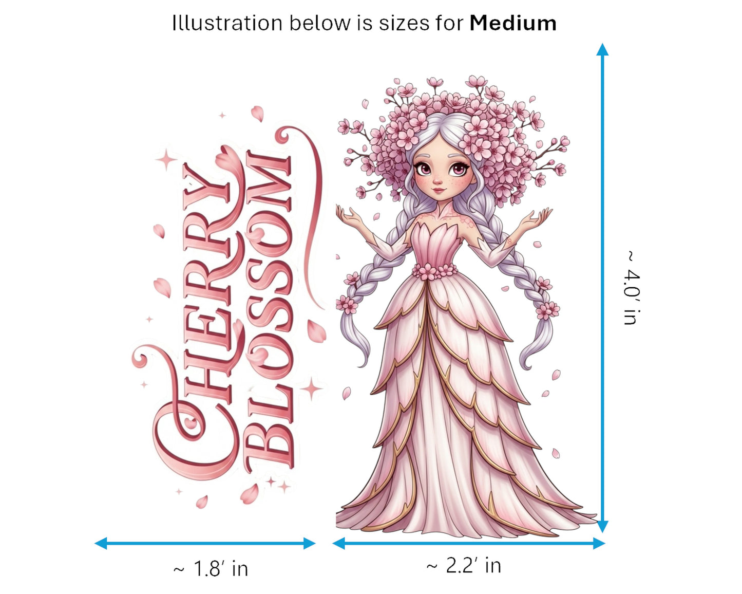 Cherry Blossom Sticker and Magnet - The Ephemeral Princess Treekins™ – Sakura Spirit | Waterproof & UV-Proof