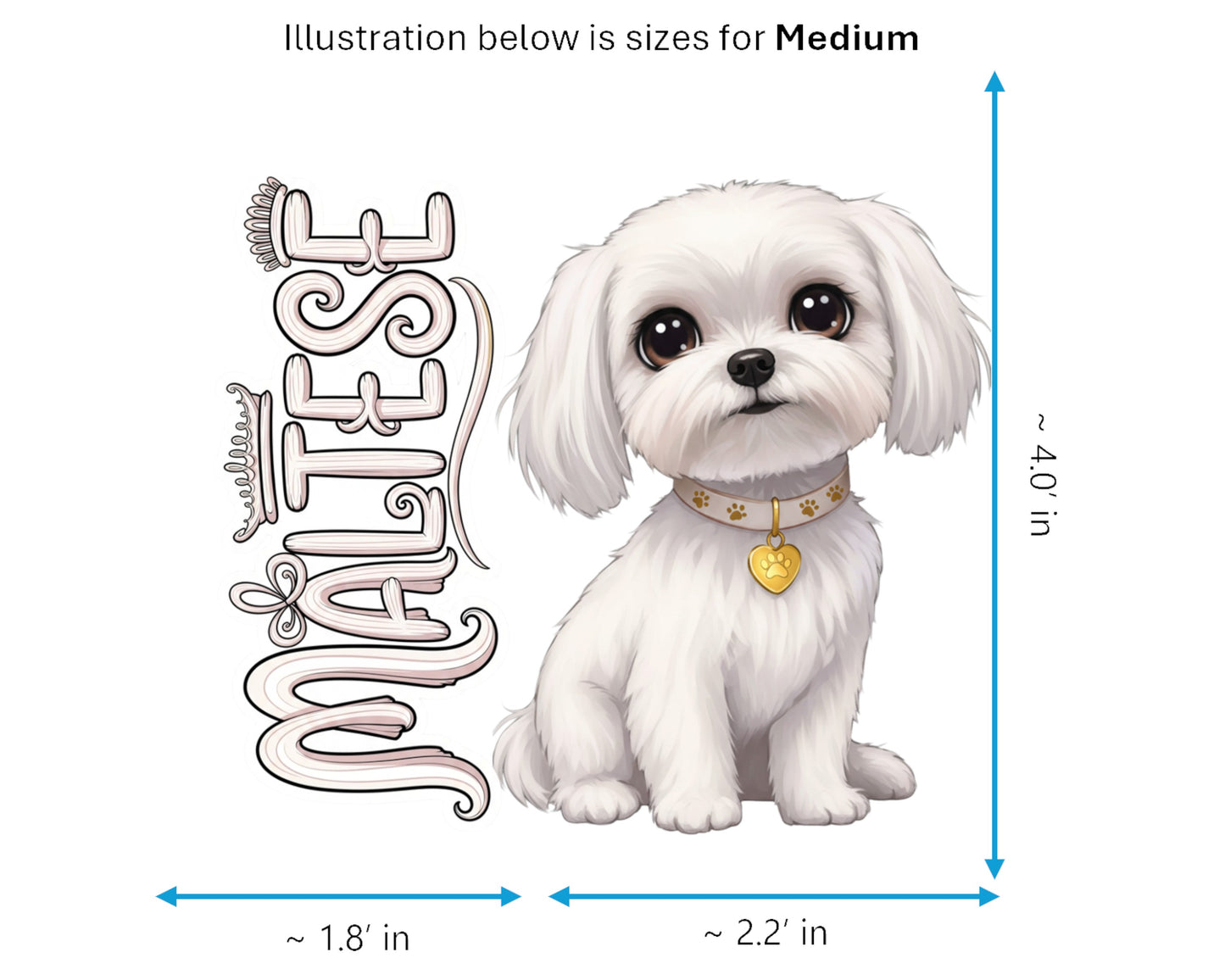 Maltese Sticker and Magnet - Roman Ladies' Dog Pawkins™ – Toy Dog Breed | Waterproof & UV-Proof