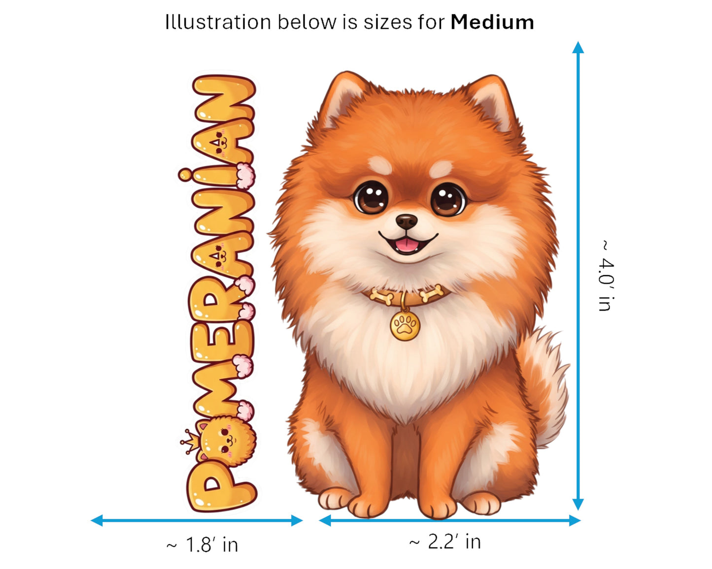Pomeranian Sticker and Magnet - Fluffy Pom-Pom Pawkins™ – Toy Dog Breed | Waterproof & UV-Proof