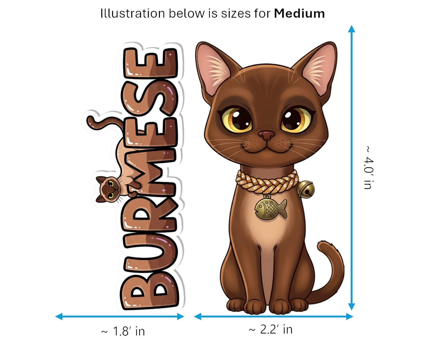 Burmese Sticker and Magnet - Brick Wrapped in Silk Purrkins™ – Domestic Cat Breed | Waterproof & UV-Proof