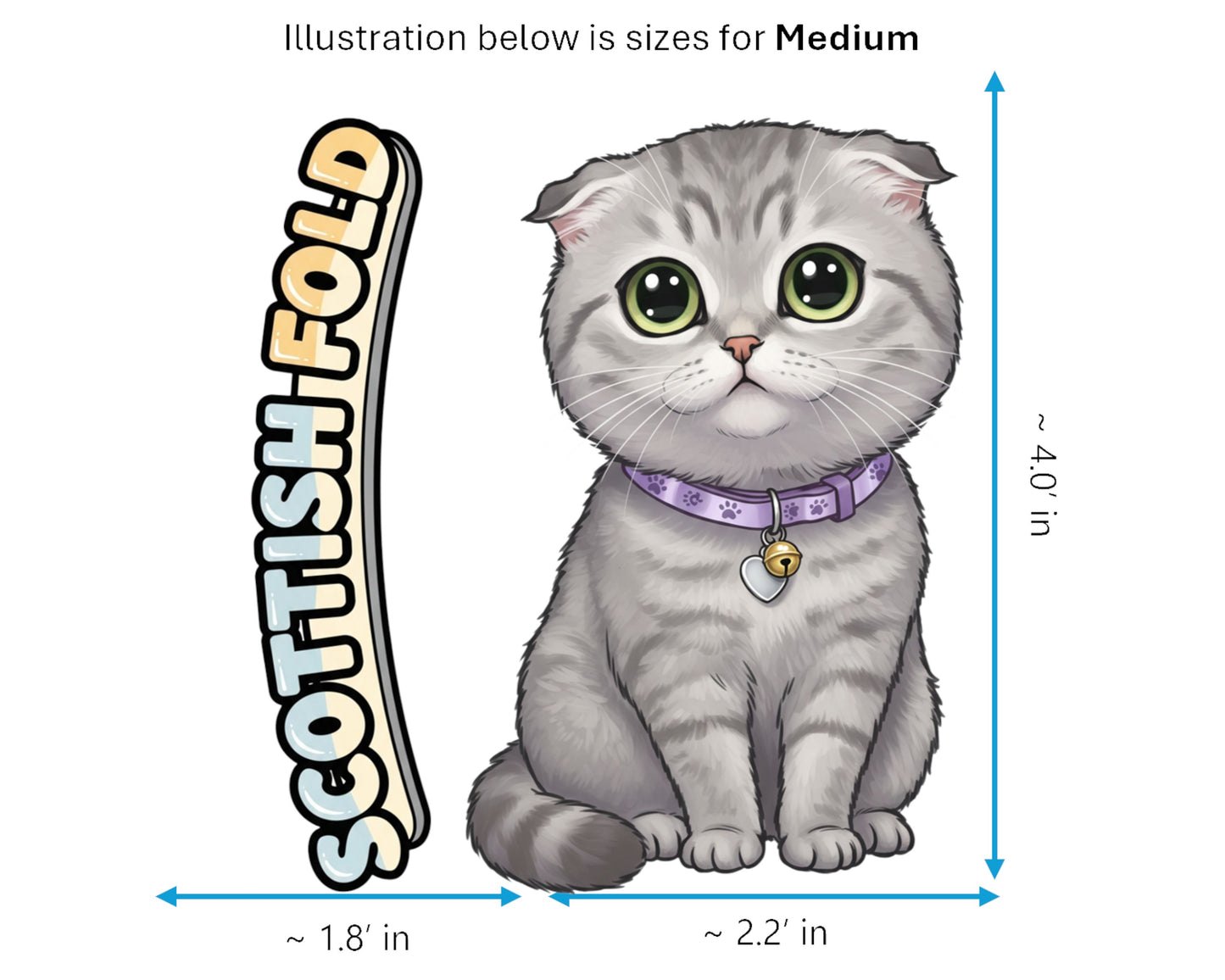 Scottish Fold Sticker and Magnet - Owl-Eyed Cat Purrkins™ – Domestic Cat Breed | Waterproof & UV-Proof