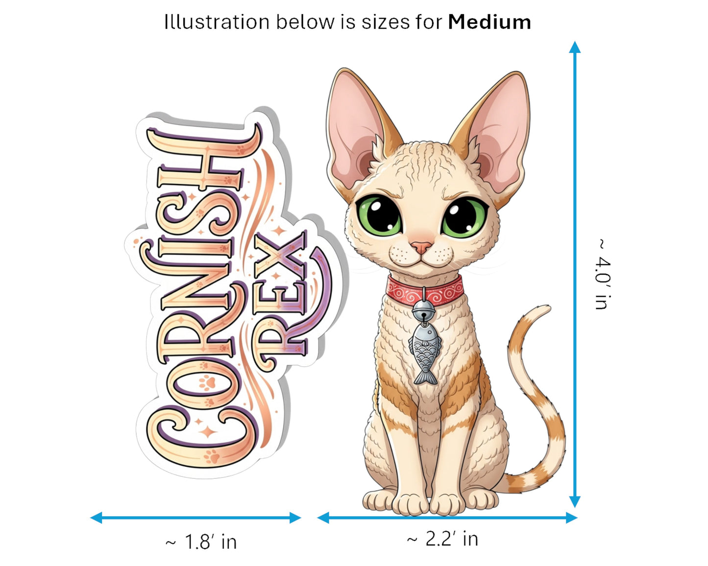 Cornish Rex Sticker and Magnet - Wavy Wonder Purrkins™ – Domestic Cat Breed | Waterproof & UV-Proof