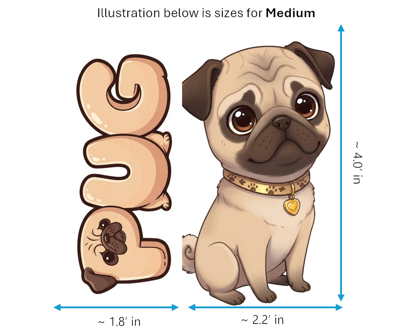 Pug Sticker and Magnet - the Wrinkled Charmer Pawkins™ – Toy Dog Breed | Waterproof & UV-Proof