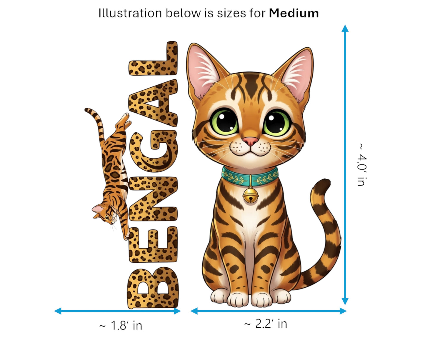 Bengal Sticker and Magnet - the Little Leopard Purrkins™ – Domestic Cat Breed | Waterproof & UV-Proof