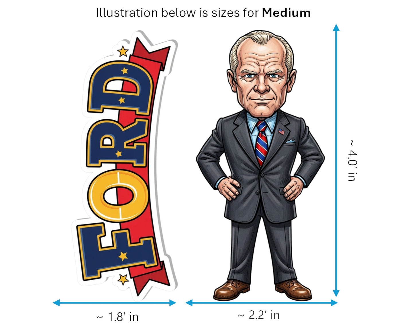 Gerald Ford Sticker and Magnet - Mr. Nice Guy Histkins™ – 38th U.S. President | Waterproof & UV-Proof