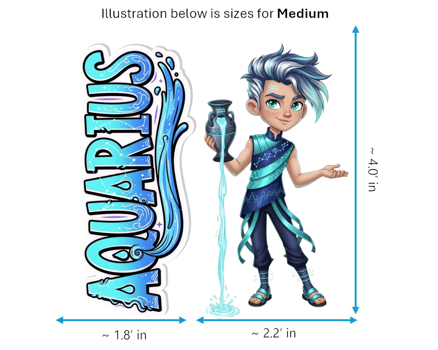 Aquarius Sticker and Magnet - the Water-Bearer Horoskins™ – Zodiac Air Sign | Waterproof & UV-Proof