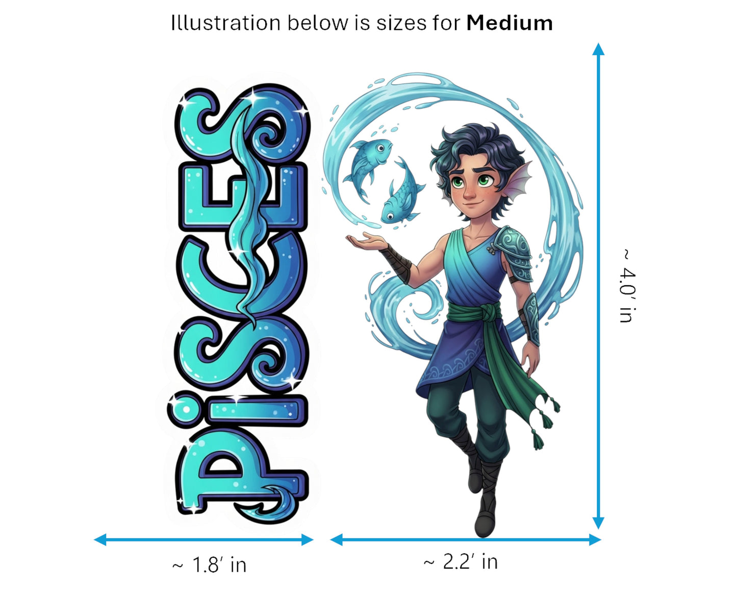 Pisces Sticker and Magnet - the Dreamer Horoskins™ – Zodiac Water Sign | Waterproof & UV-Proof