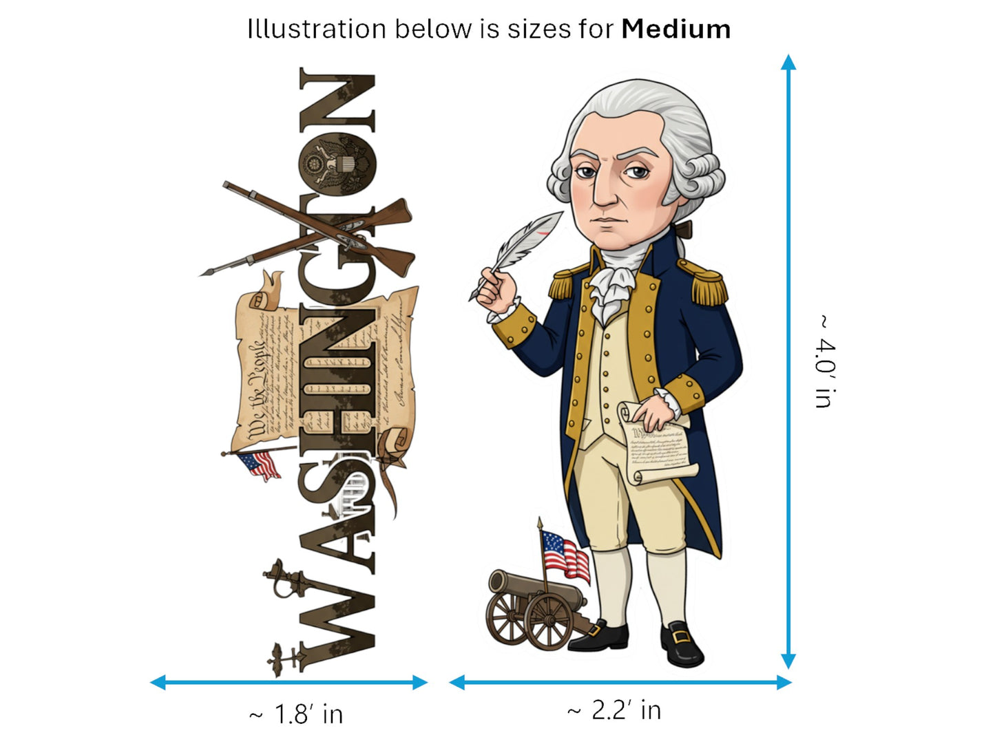 George Washington Sticker and Magnet – Father of His Country Histkins™ – First U.S. President | Waterproof & UV-Proof