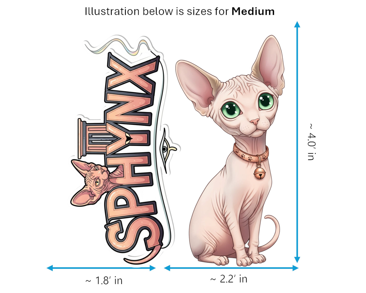 Sphynx Sticker and Magnet - Hairless Wonder Purrkins™ – Domestic Cat Breed | Waterproof & UV-Proof