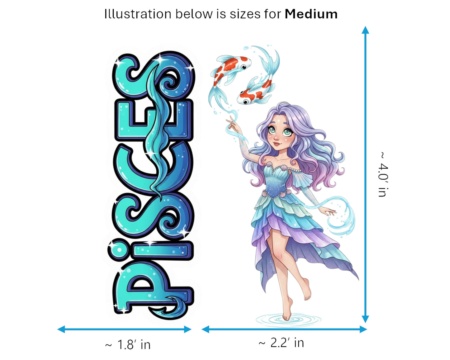 Pisces Sticker and Magnet - the Celestial Fish Horoskins™ – Zodiac Water Sign | Waterproof & UV-Proof
