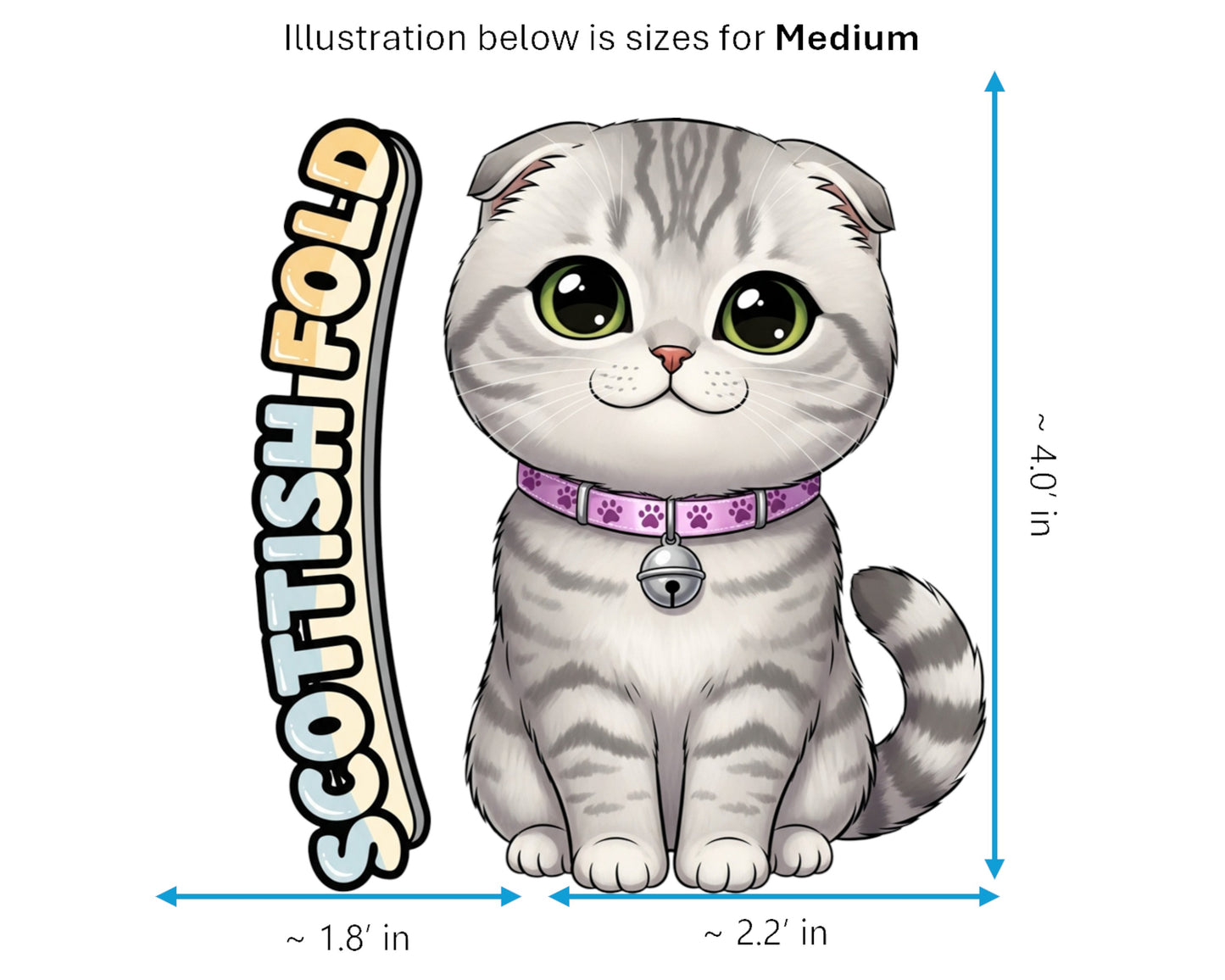 Scottish Fold Sticker and Magnet - Owl-Eyed Cat Purrkins™ – Domestic Cat Breed | Waterproof & UV-Proof