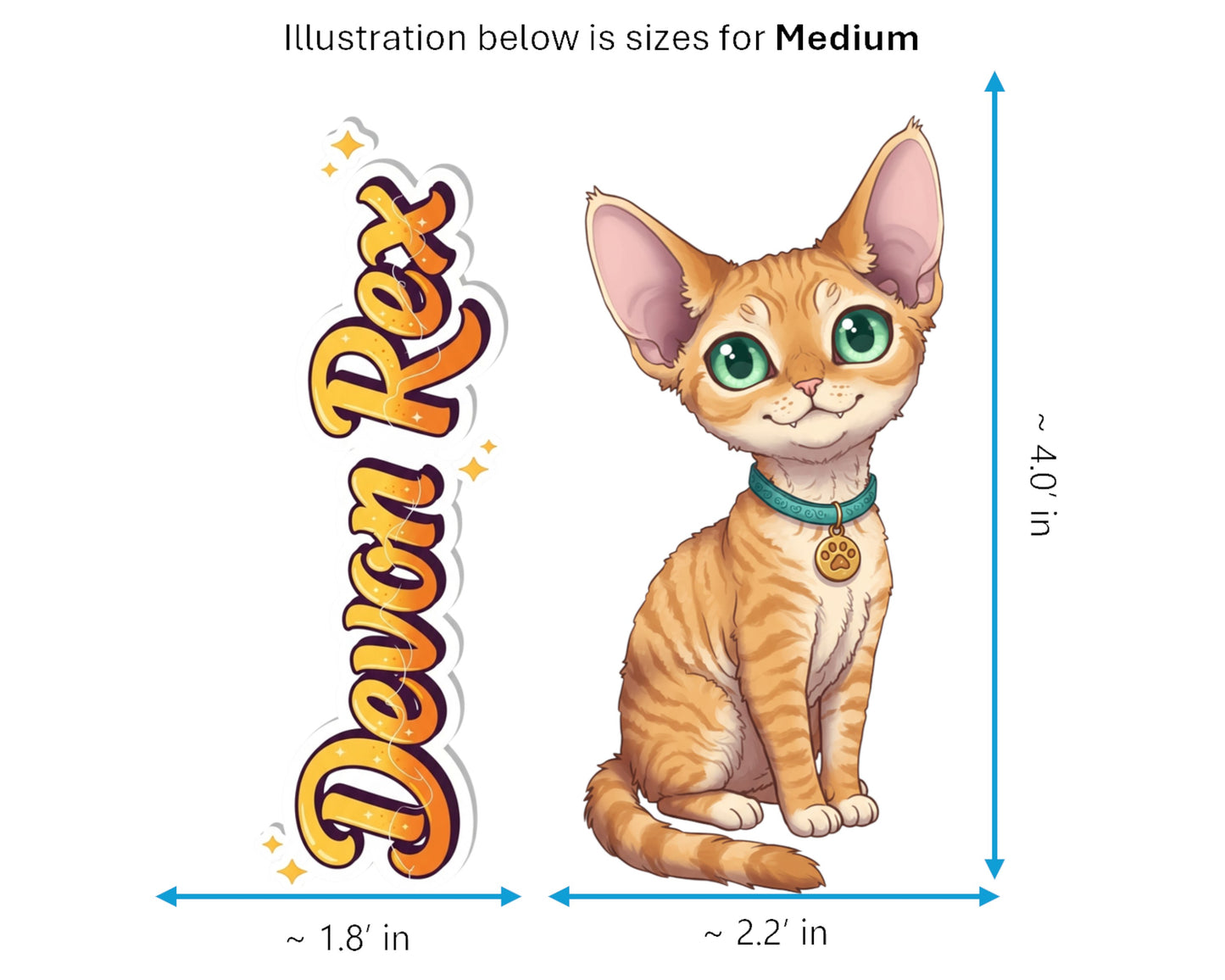 Devon Rex Sticker and Magnet - the Pixie Cat Purrkins™ – Domestic Cat Breed | Waterproof & UV-Proof