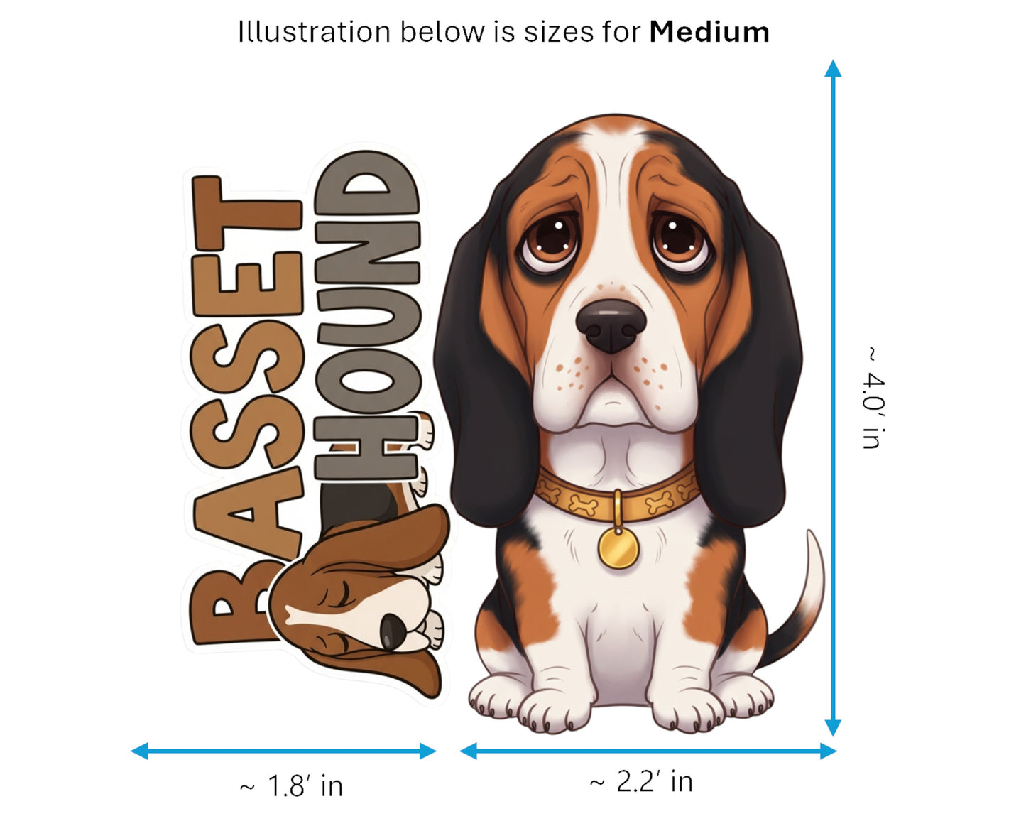 Basset Hound Sticker and Magnet - Sad-Eyed Sleuth Pawkins™ – Scent Hound Dog Breed | Waterproof & UV-Proof