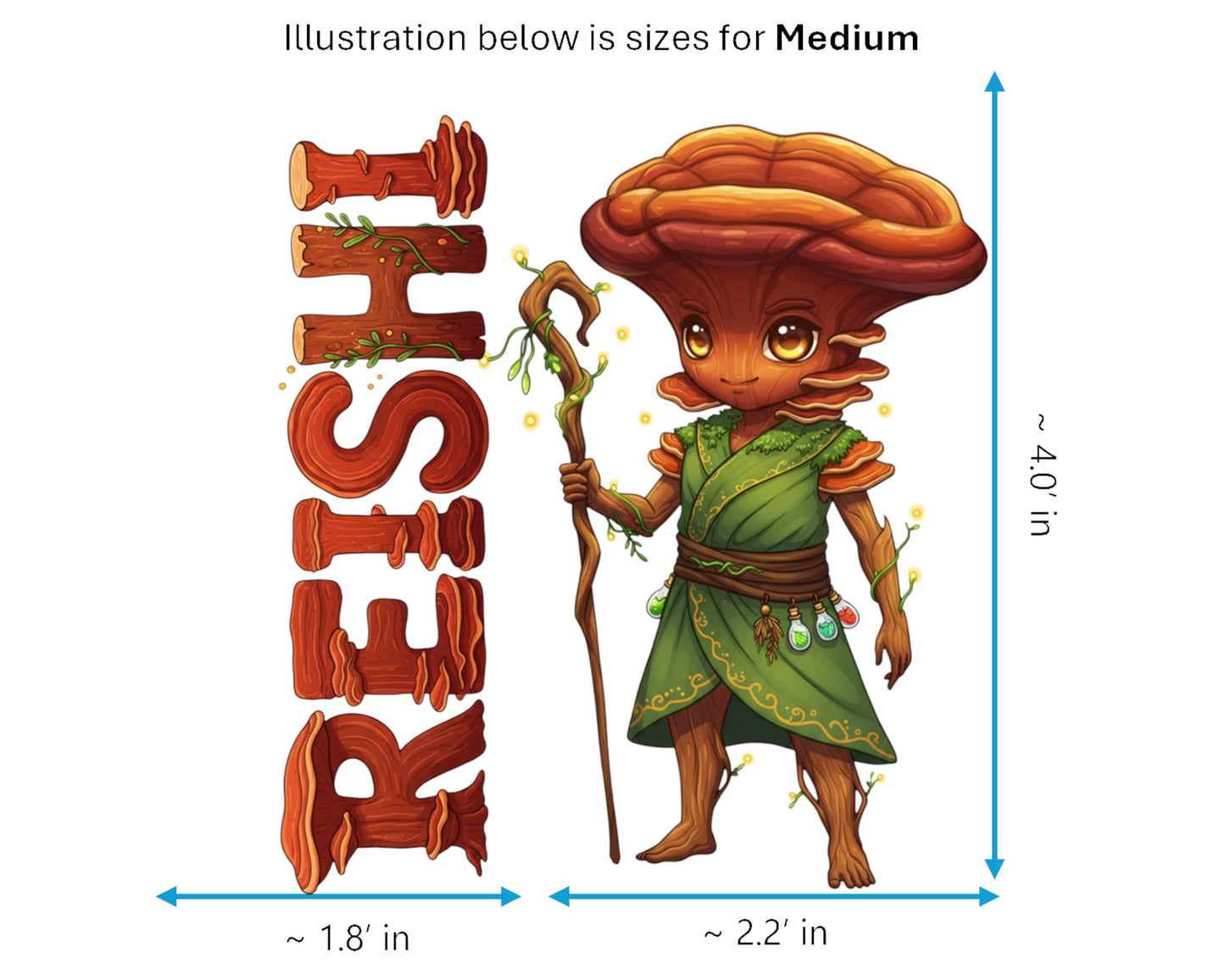 Reishi Sticker and Magnet - Mushroom of Immortality Fungikins™ – Medicinal Mushroom Art | Waterproof & UV-Proof