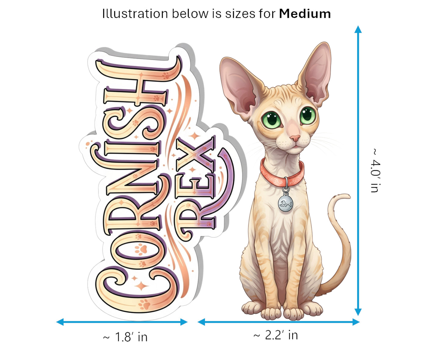 Cornish Rex Sticker and Magnet - Wavy Wonder Purrkins™ – Domestic Cat Breed | Waterproof & UV-Proof