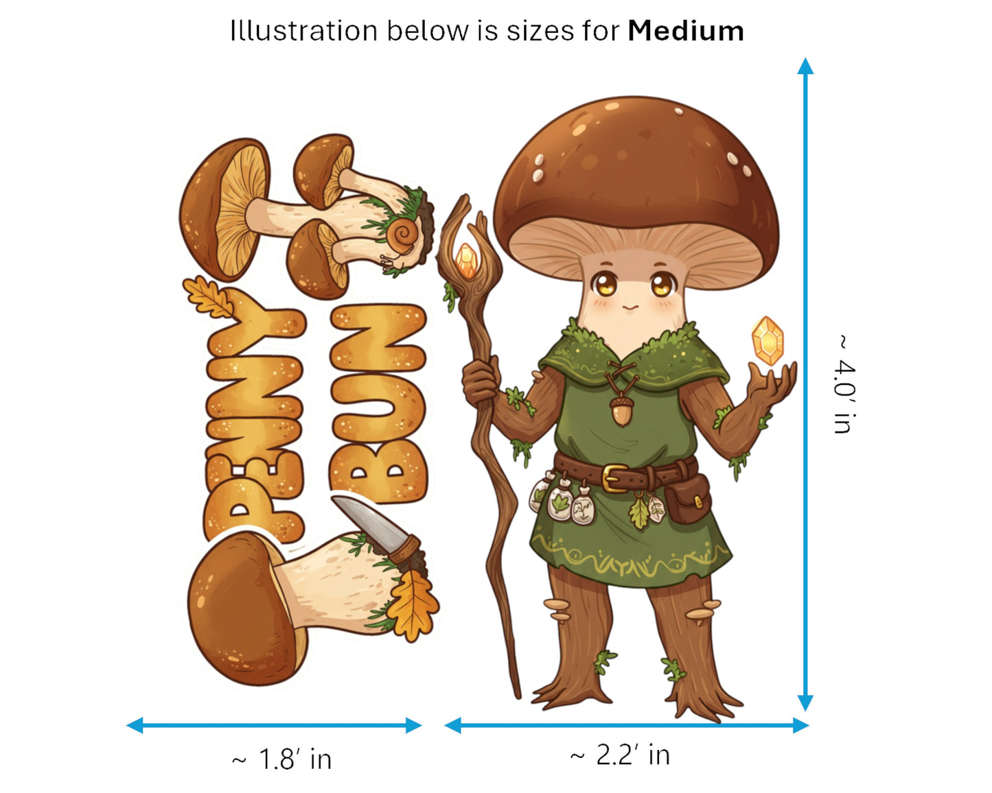 Penny Bun Sticker and Magnet - Woodland Wanderer Fungikins™ – Edible Mushroom Art | Waterproof & UV-Proof