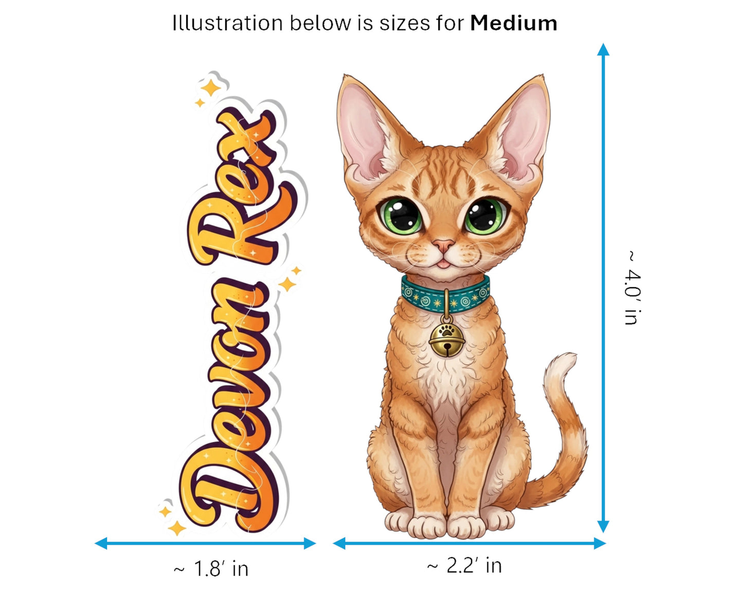 Devon Rex Sticker and Magnet - the Pixie Cat Purrkins™ – Domestic Cat Breed | Waterproof & UV-Proof