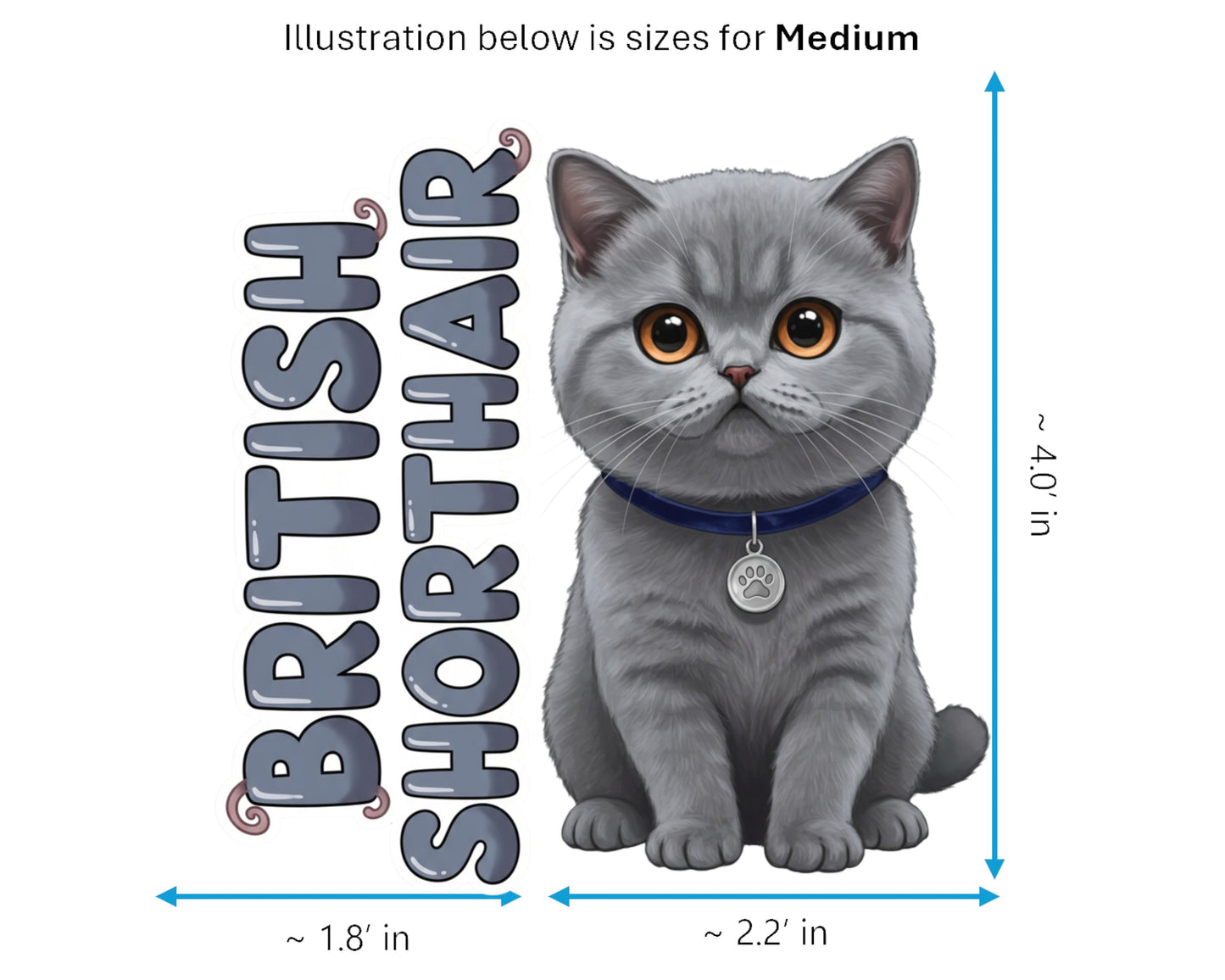 British Shorthair Sticker and Magnet - Cheshire Cat Purrkins™ – Domestic Cat Breed | Waterproof & UV-Proof