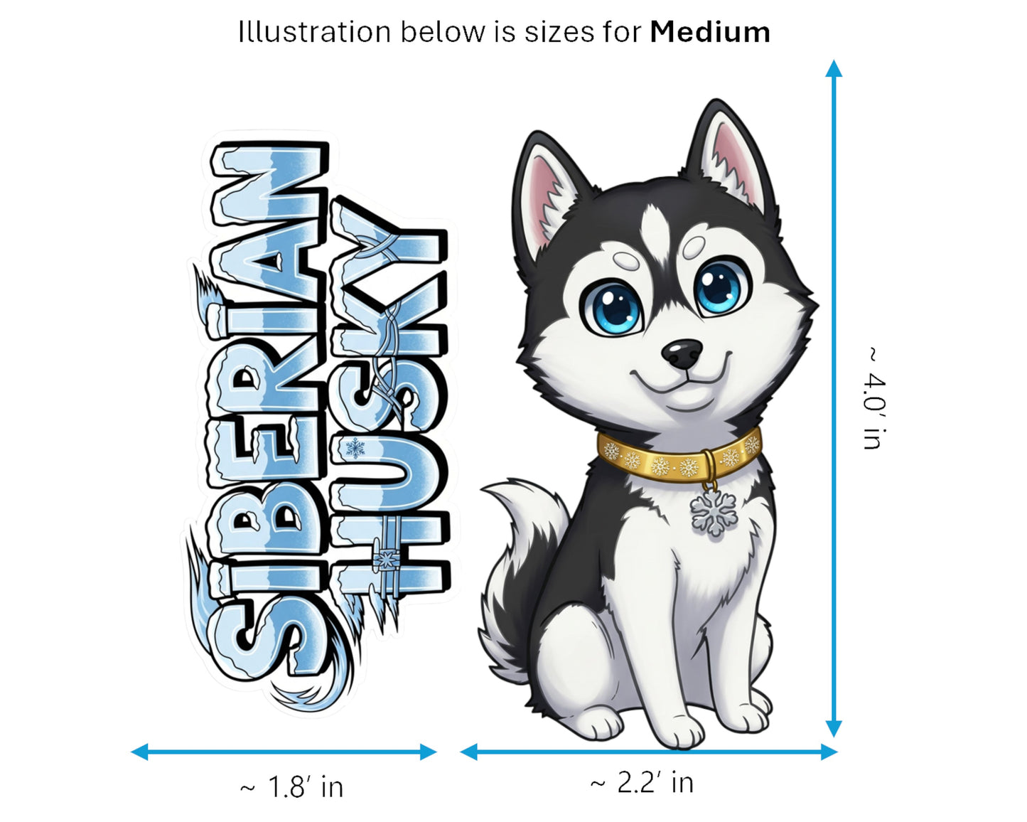 Siberian Husky Sticker and Magnet - Blue-Eyed Sled Dog Pawkins™ – Working Sled Dog Breed | Waterproof & UV-Proof