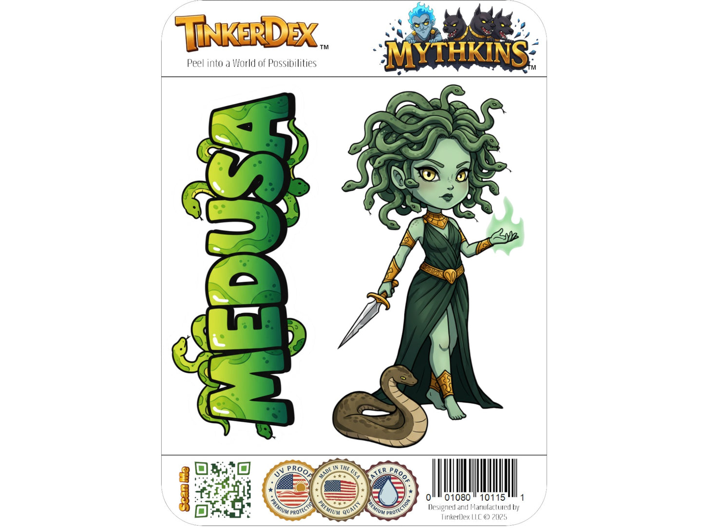 Medusa Sticker and Magnet – Serpent-Haired Gorgon Mythkins™ | Waterproof & UV-Proof