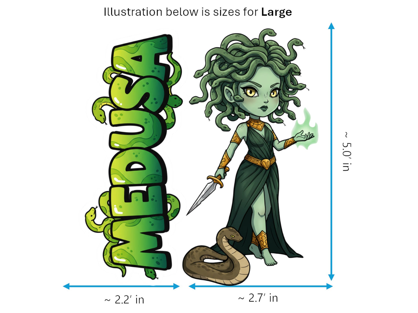 Medusa Sticker and Magnet – Serpent-Haired Gorgon Mythkins™ | Waterproof & UV-Proof