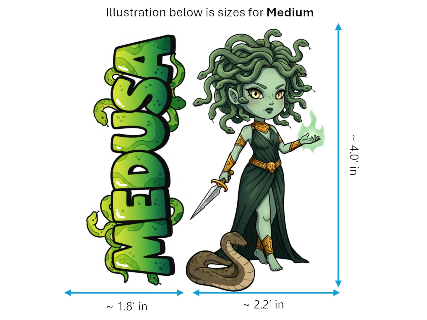 Medusa Sticker and Magnet – Serpent-Haired Gorgon Mythkins™ | Waterproof & UV-Proof