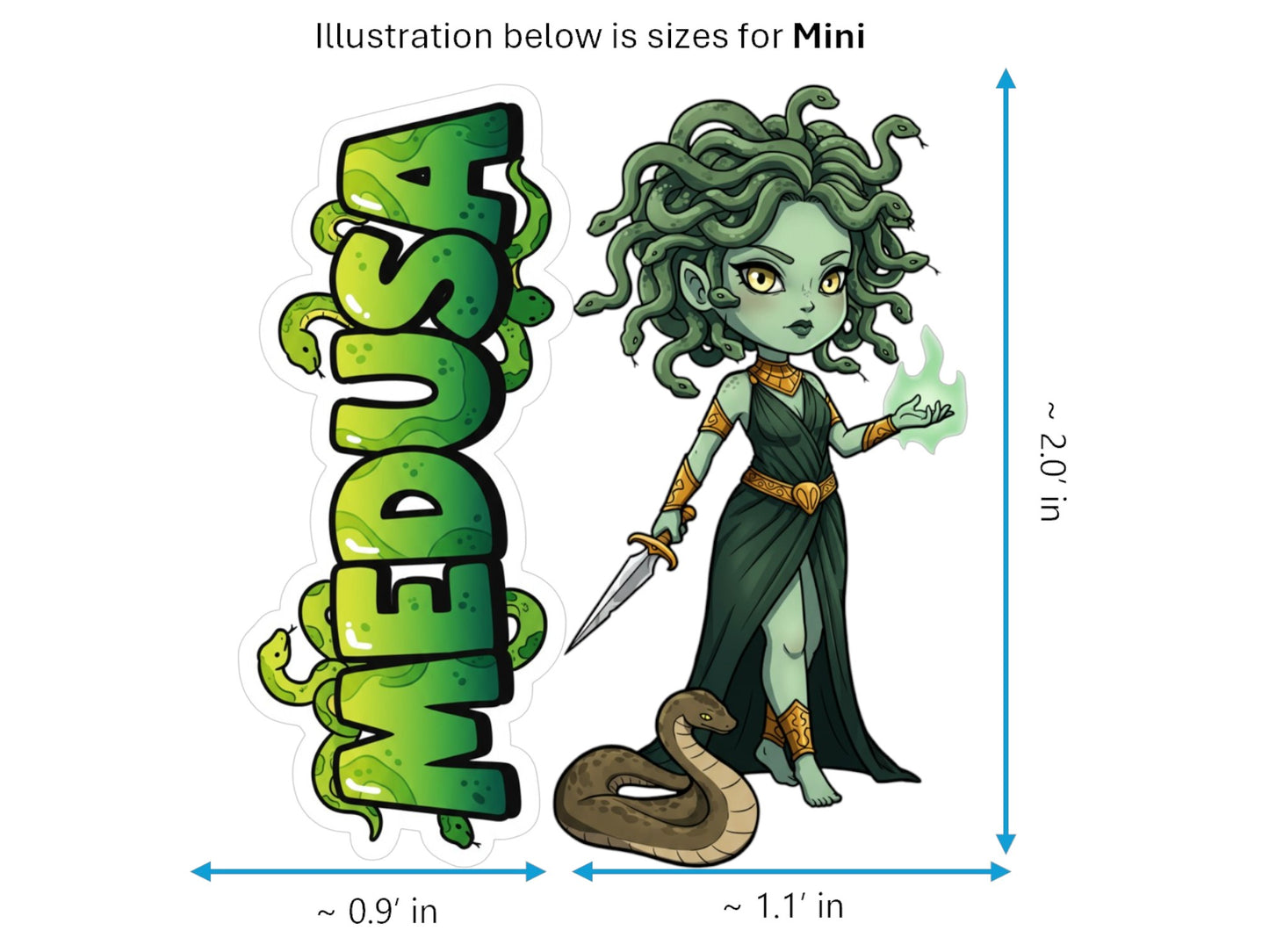 Medusa Sticker and Magnet – Serpent-Haired Gorgon Mythkins™ | Waterproof & UV-Proof