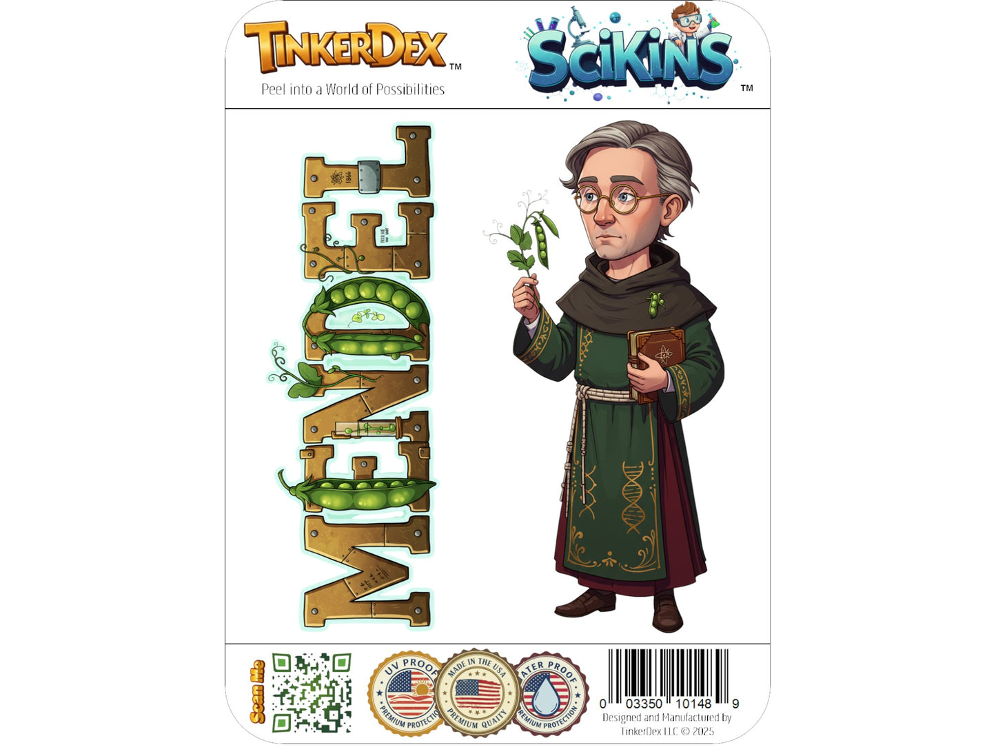 Gregory Mendel Sticker and Magnet – Father of Genetics Scikins™ – Founder of Modern Genetics | Waterproof & UV-Proof