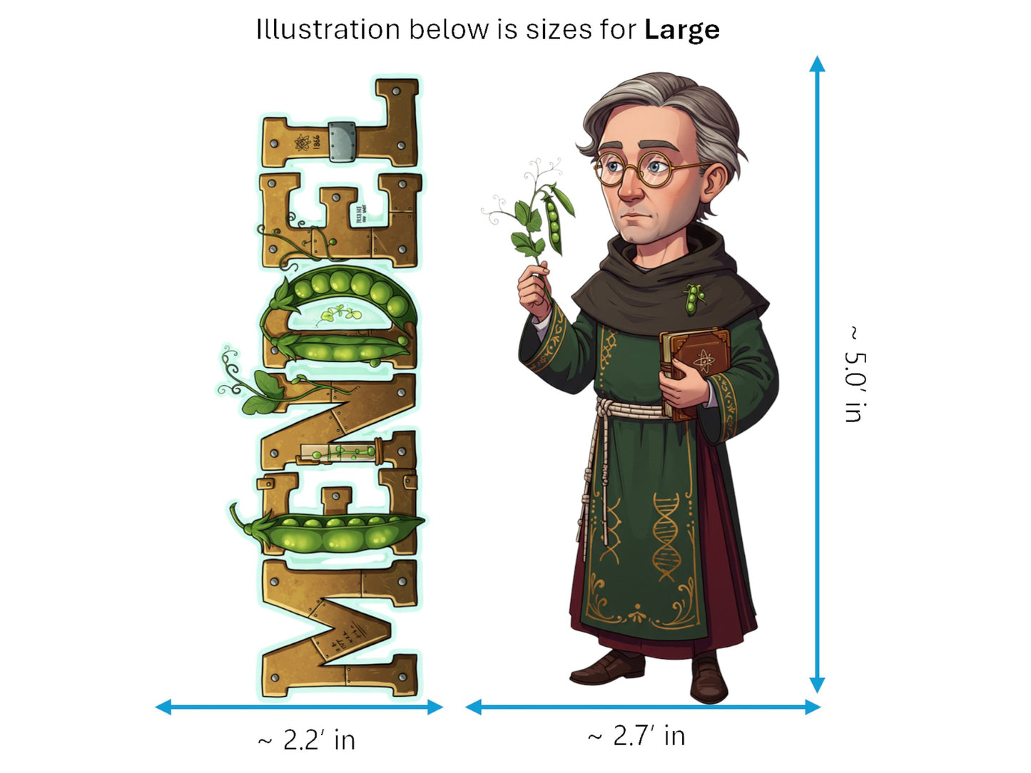 Gregory Mendel Sticker and Magnet – Father of Genetics Scikins™ – Founder of Modern Genetics | Waterproof & UV-Proof