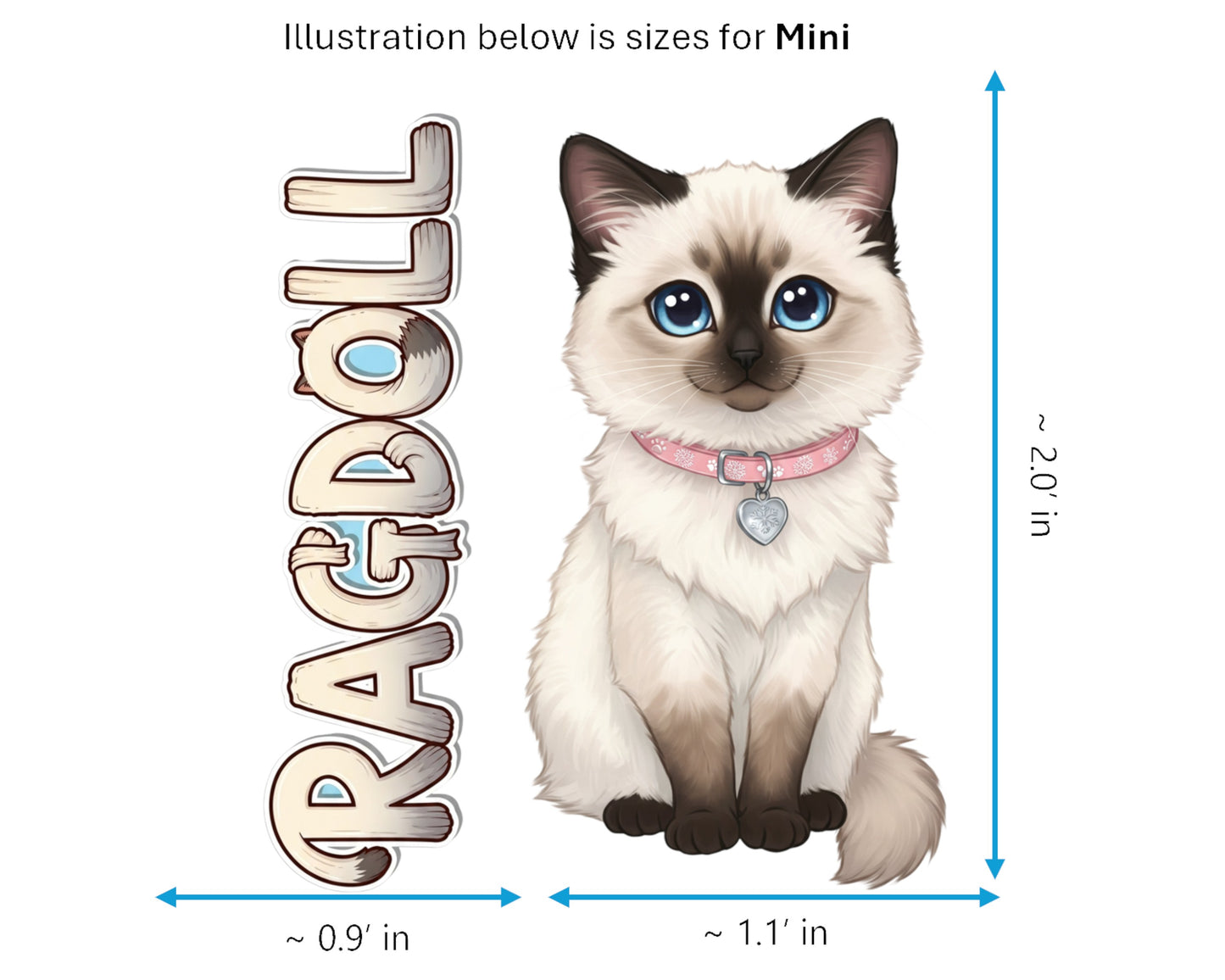Ragdoll Sticker and Magnet - the Puppy-Cat Purrkins™ – Domestic Cat Breed | Waterproof & UV-Proof