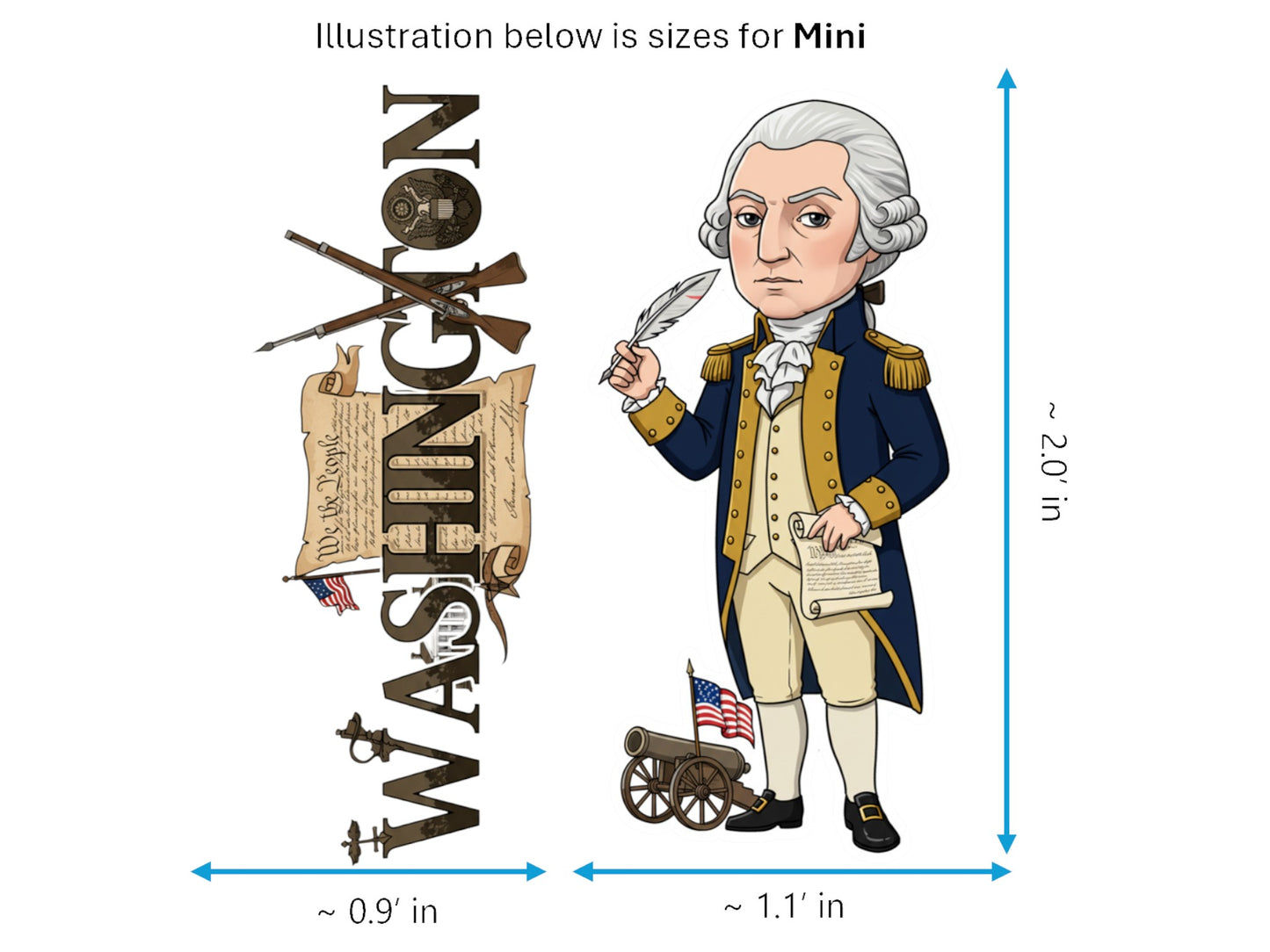 George Washington Sticker and Magnet – Father of His Country Histkins™ – First U.S. President | Waterproof & UV-Proof