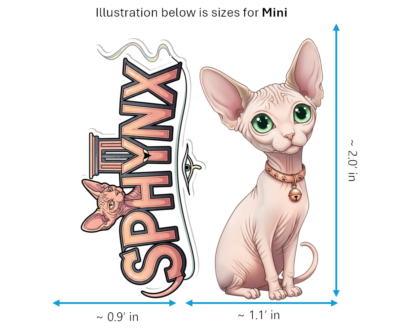 Sphynx Sticker and Magnet - Hairless Wonder Purrkins™ – Domestic Cat Breed | Waterproof & UV-Proof