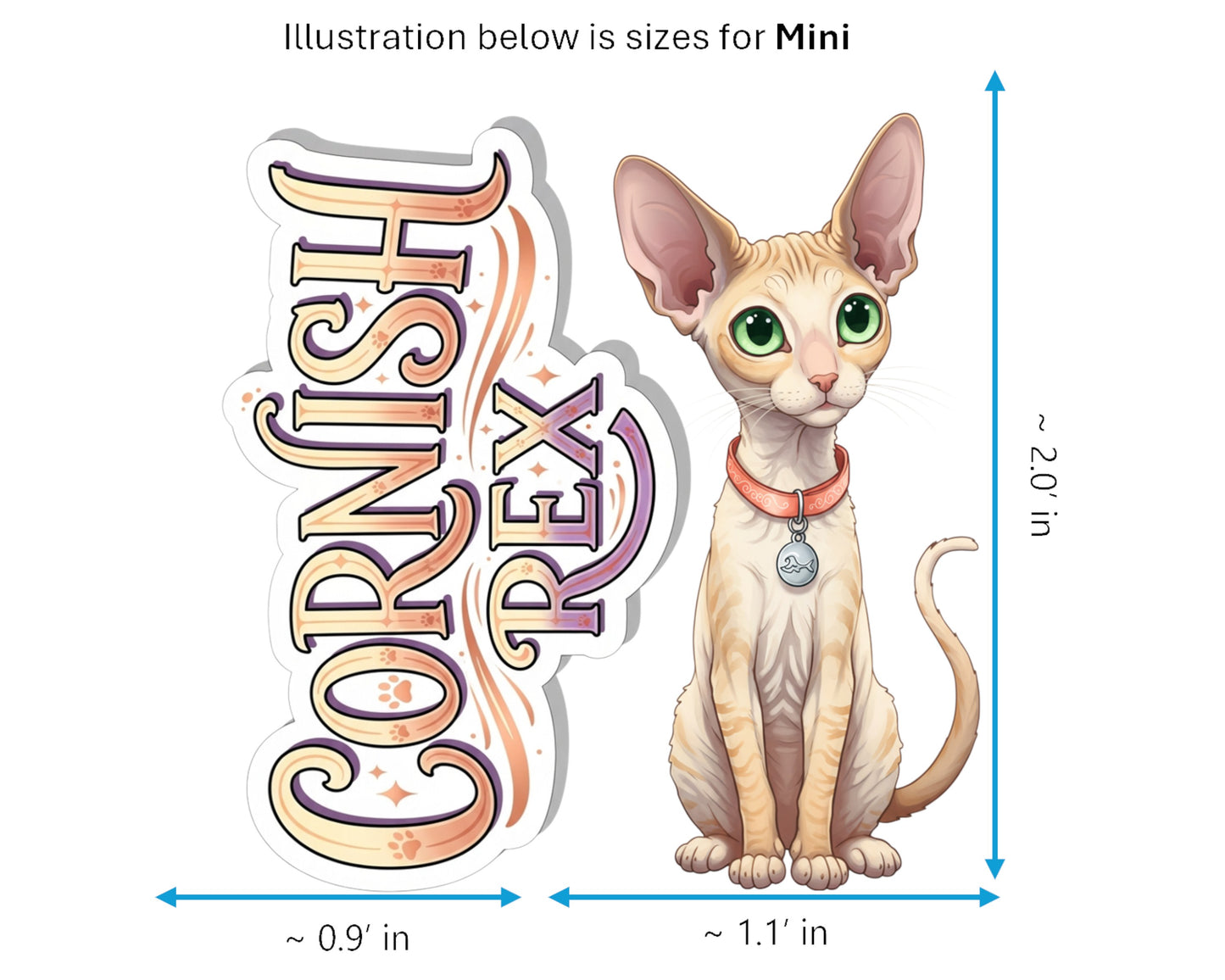 Cornish Rex Sticker and Magnet - Wavy Wonder Purrkins™ – Domestic Cat Breed | Waterproof & UV-Proof