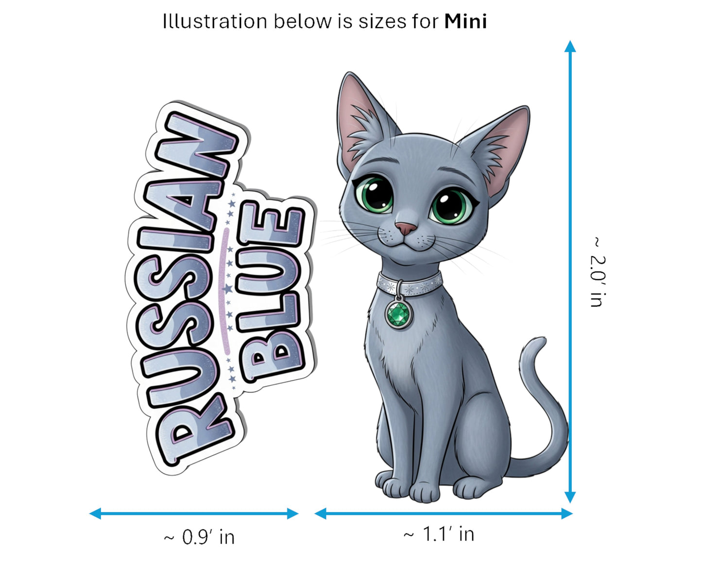Russian Blue Sticker and Magnet - Archangel Cat Purrkins™ – Domestic Cat Breed | Waterproof & UV-Proof