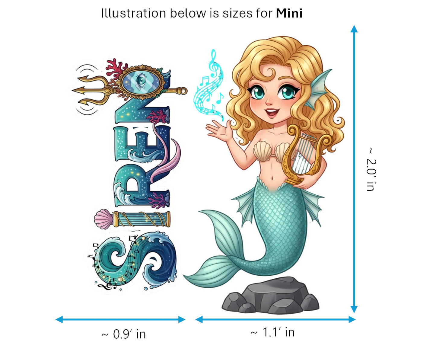 Siren Sticker and Magnet - Enchanter of the Seas Mythkins™ – Mythical Sea Creature | Waterproof & UV-Proof