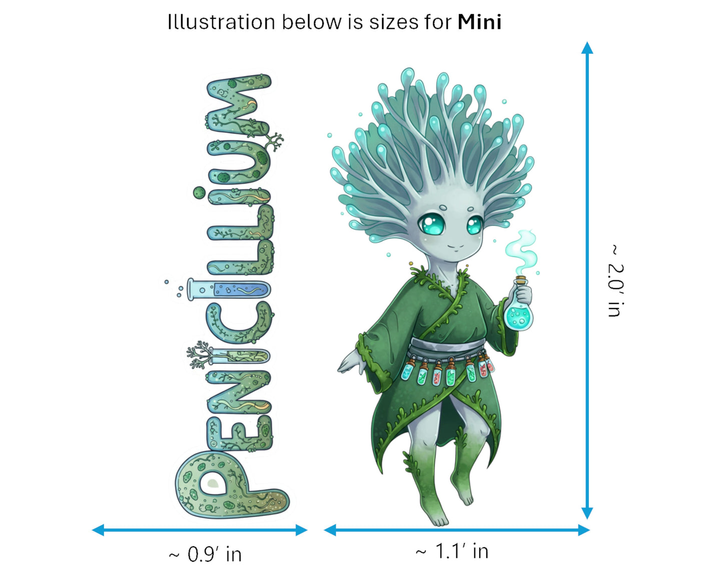 Penicillium Sticker and Magnet - Tiny Alchemist Fungikins™ – Scientific Mold Art | Waterproof & UV-Proof