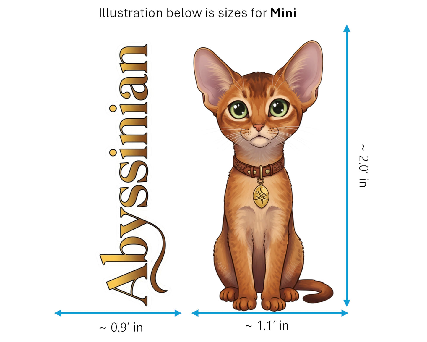 Abyssinian Sticker and Magnet - Cat of the Blue Nile Purrkins™ – Domestic Cat Breed | Waterproof & UV-Proof
