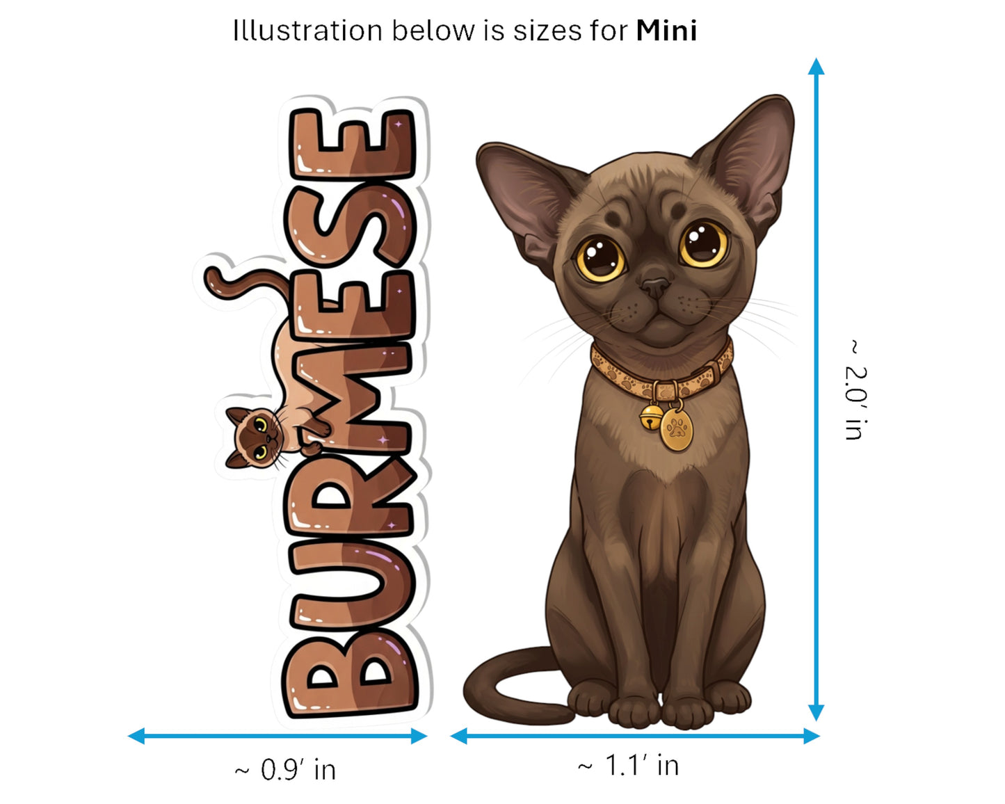 Burmese Sticker and Magnet - Brick Wrapped in Silk Purrkins™ – Domestic Cat Breed | Waterproof & UV-Proof