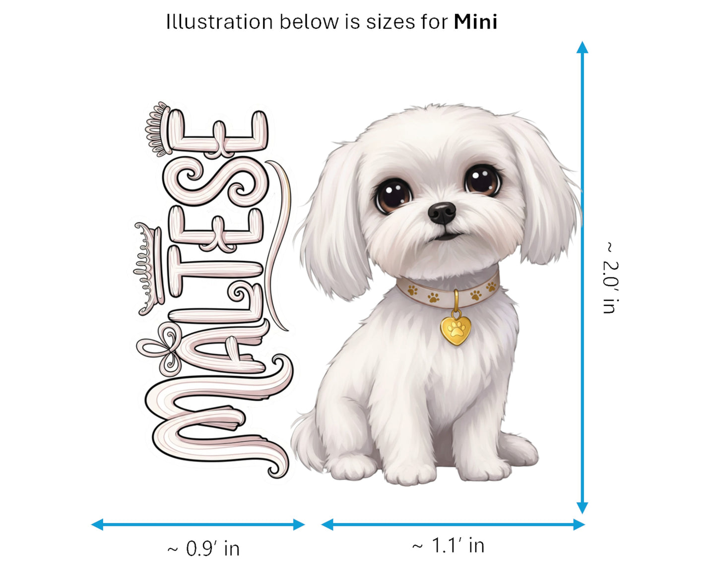 Maltese Sticker and Magnet - Roman Ladies' Dog Pawkins™ – Toy Dog Breed | Waterproof & UV-Proof