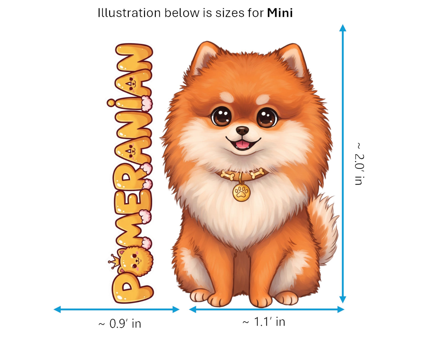 Pomeranian Sticker and Magnet - Fluffy Pom-Pom Pawkins™ – Toy Dog Breed | Waterproof & UV-Proof