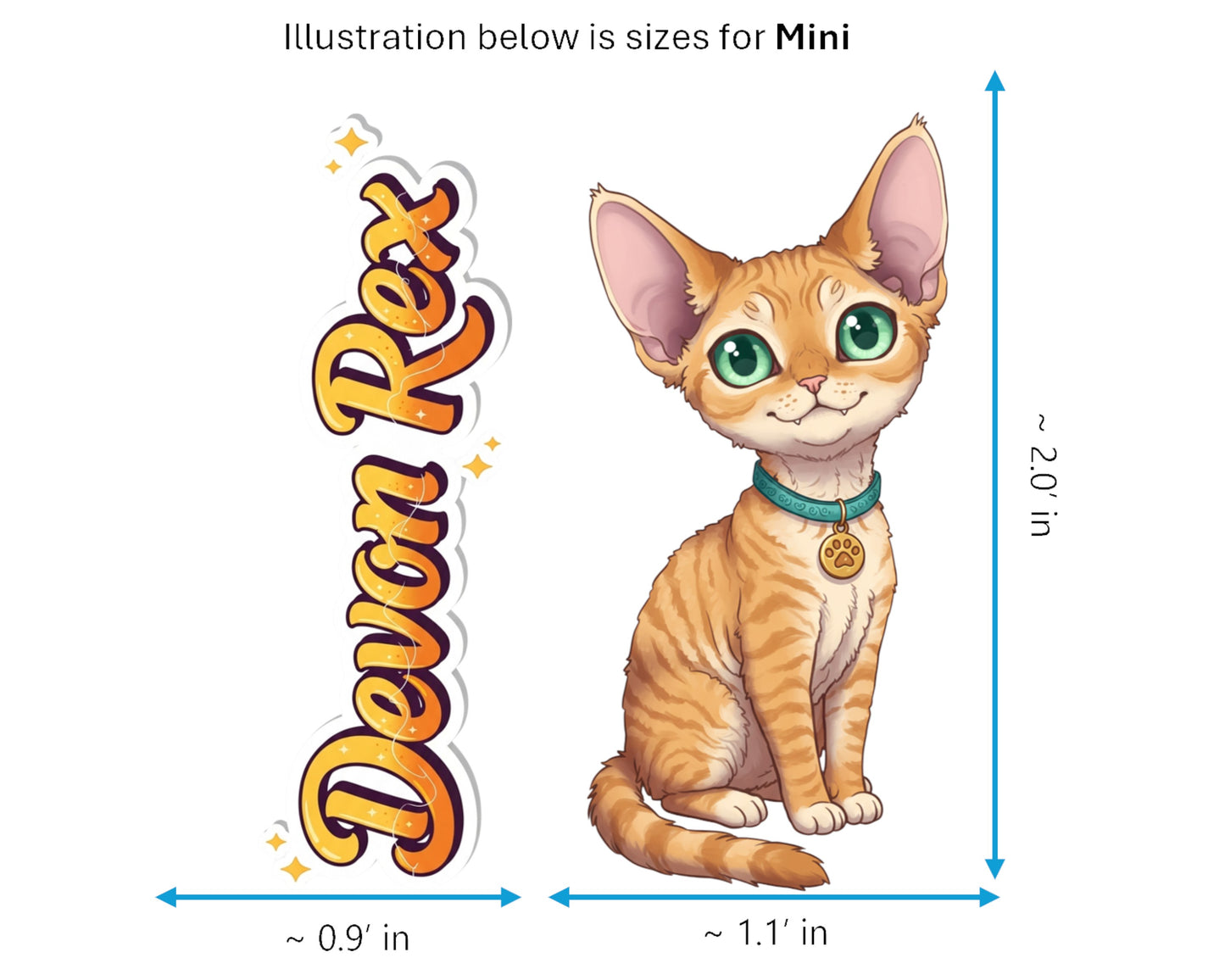 Devon Rex Sticker and Magnet - the Pixie Cat Purrkins™ – Domestic Cat Breed | Waterproof & UV-Proof