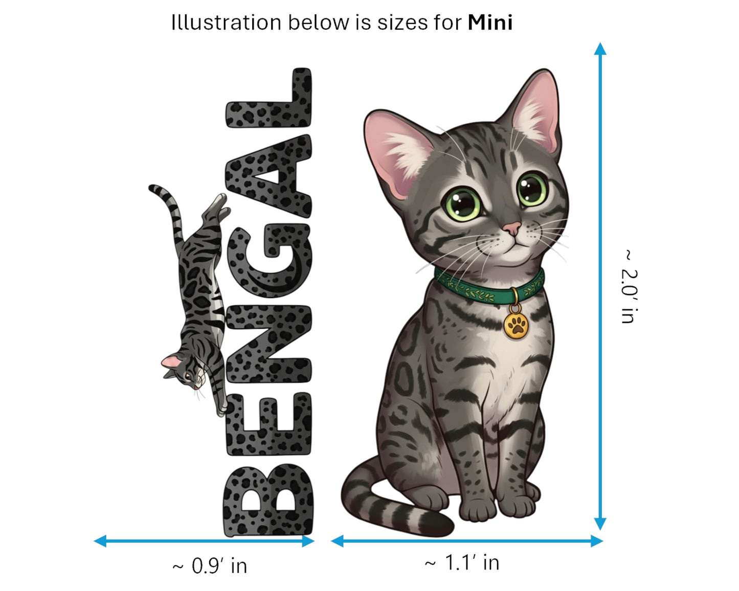 Bengal Sticker – the Little Leopard Purrkins™ – Domestic Cat Breed | Waterproof & UV-Proof