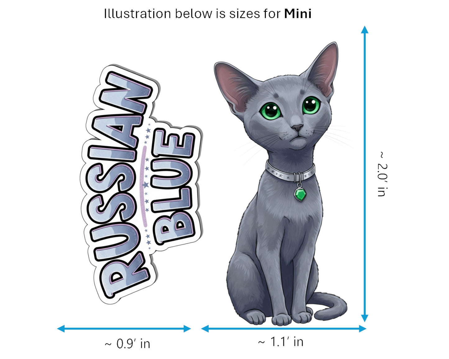 Russian Blue Sticker and Magnet - Archangel Cat Purrkins™ – Domestic Cat Breed | Waterproof & UV-Proof