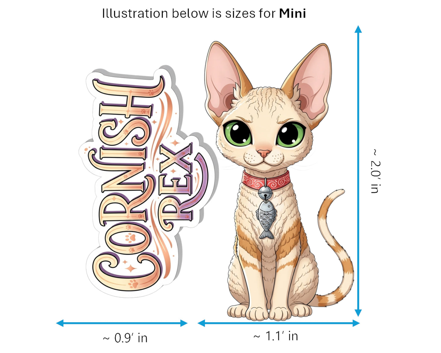 Cornish Rex Sticker and Magnet - Wavy Wonder Purrkins™ – Domestic Cat Breed | Waterproof & UV-Proof