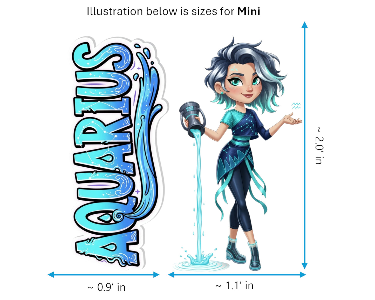 Aquarius Sticker and Magnet - the Star-Pourer Horoskins™ – Zodiac Air Sign | Waterproof & UV-Proof