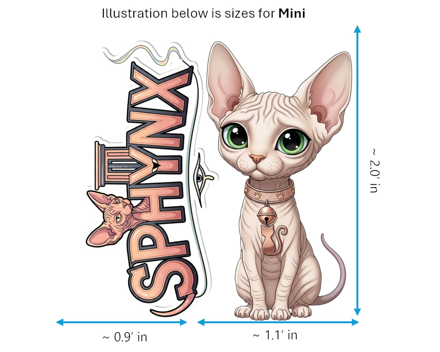 Sphynx Sticker and Magnet - Hairless Wonder Purrkins™ – Domestic Cat Breed | Waterproof & UV-Proof