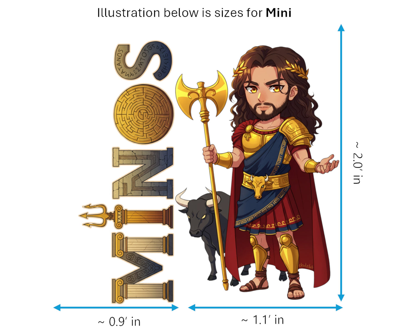 Minos Sticker and Magnet - Lord of the Labyrinth Mythkins™ – Legendary King of Crete | Waterproof & UV-Proof
